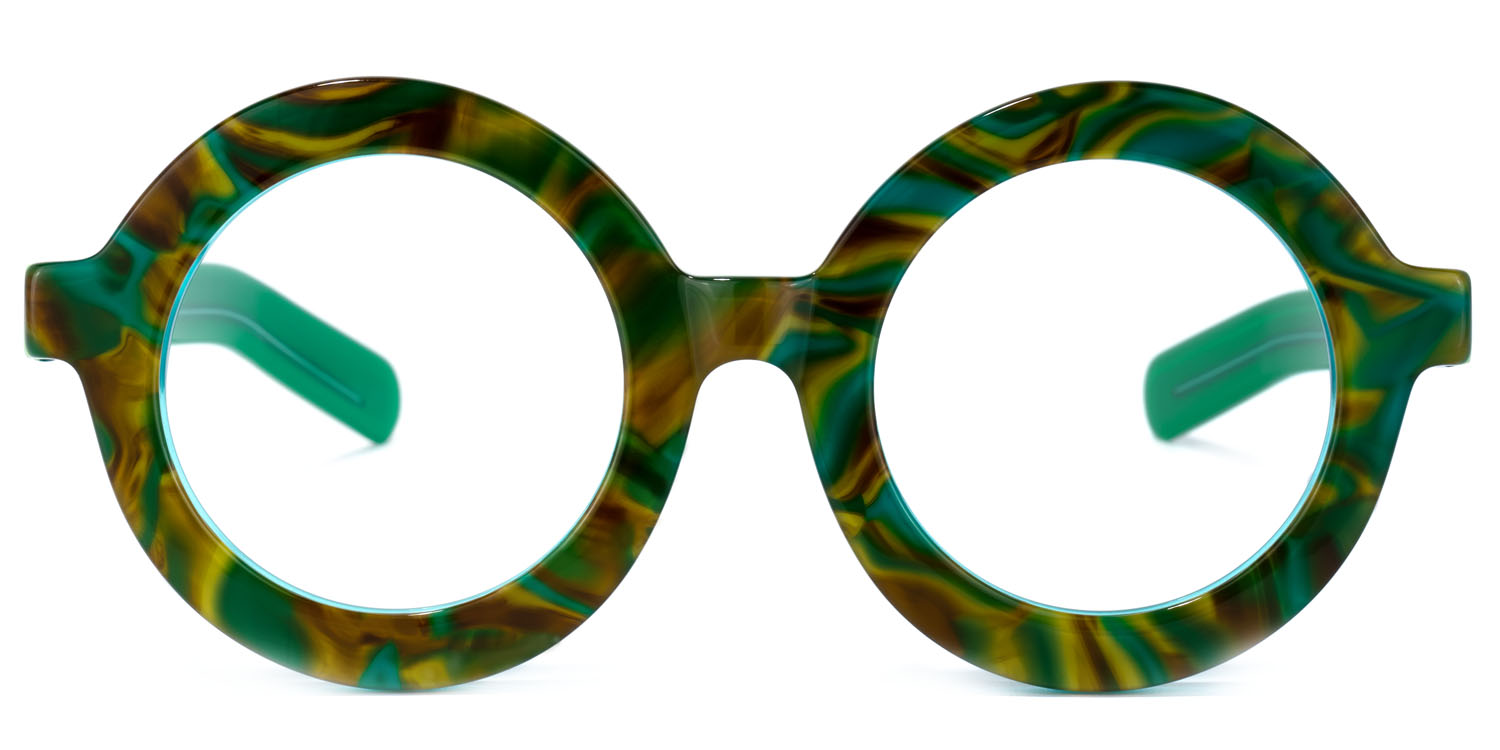 Calhoun Round Green-Floral Glasses
