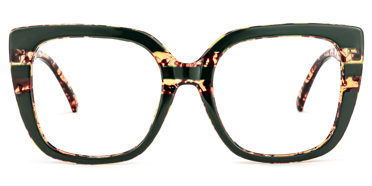 Brenda Square Dark-Green Glasses