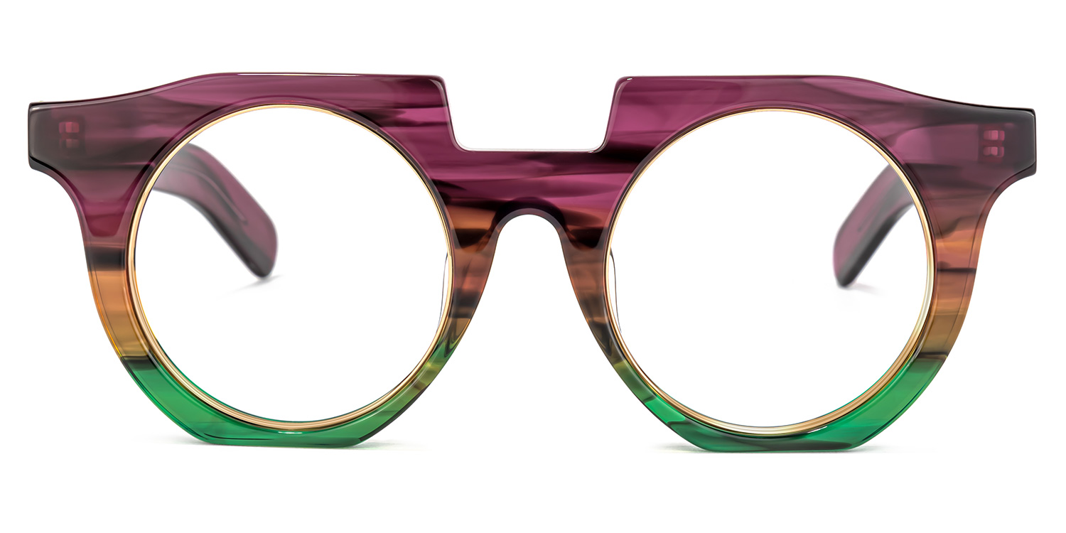 Mckoy Geoemtric Purple-Green Glasses0