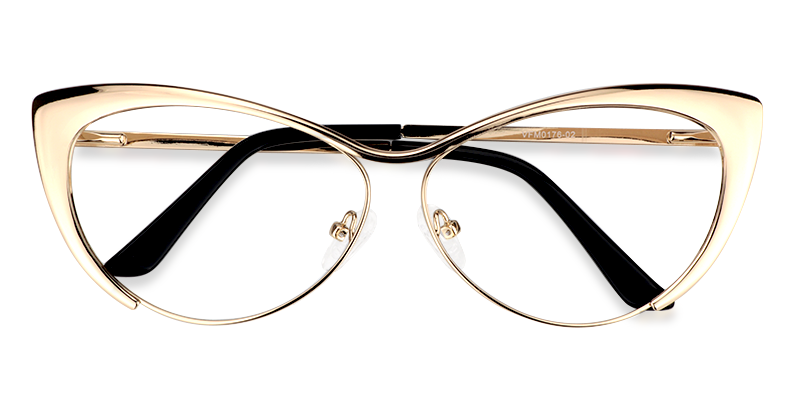 Cateye Gold Glasses | Zeelool Metal Eyeglasses2