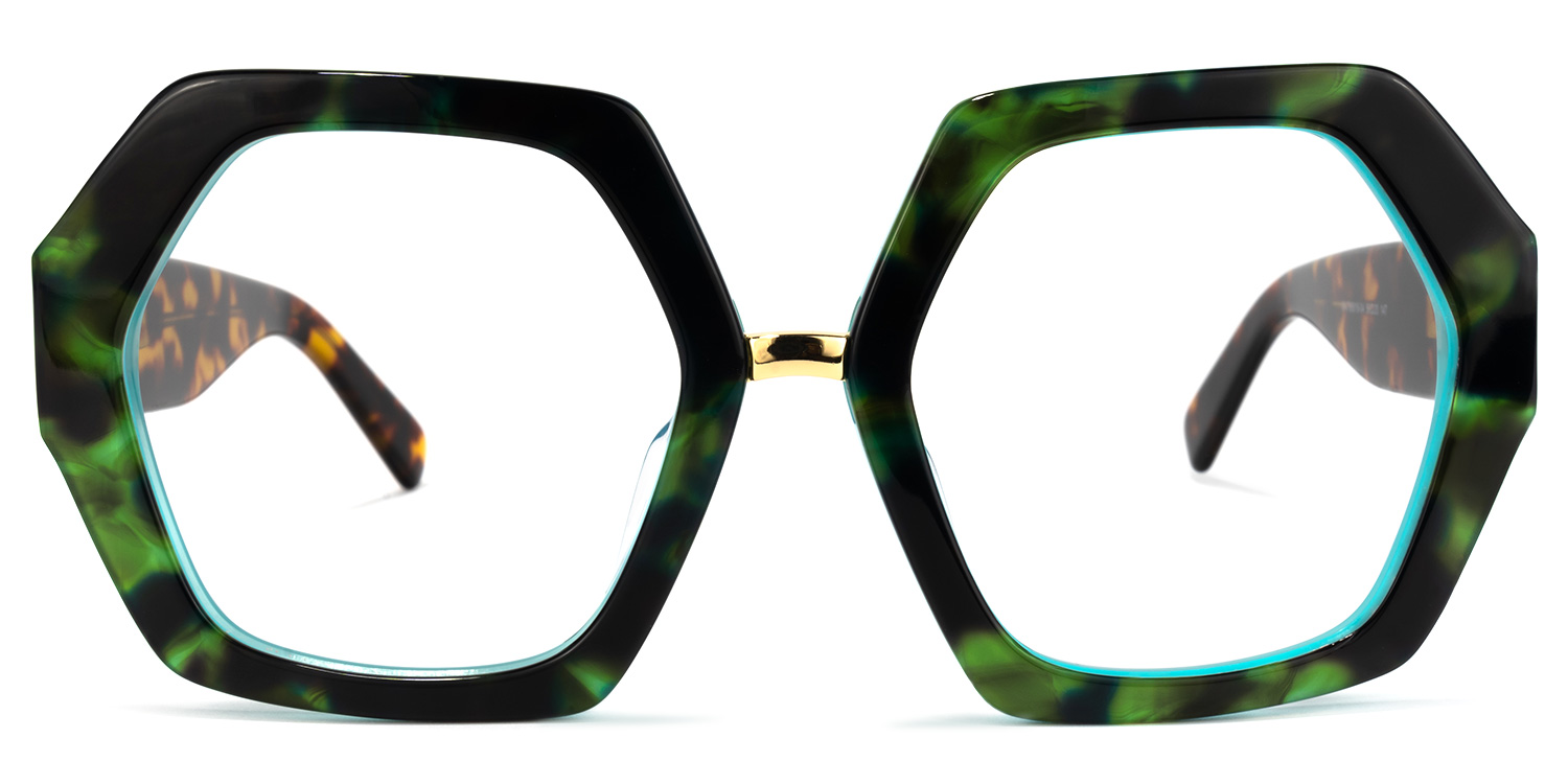 Otero Geometric Dark-Green Glasses