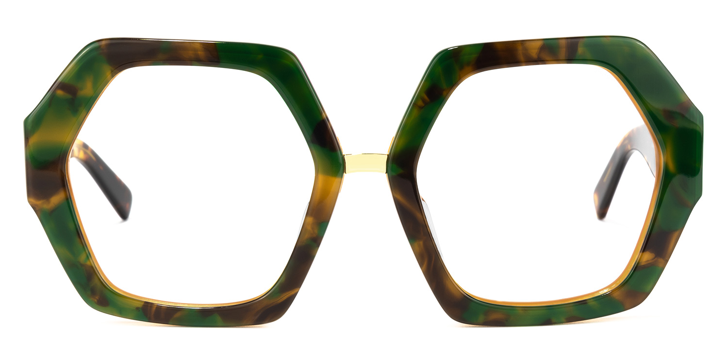 Otero Geometric Green-Floral Glasses