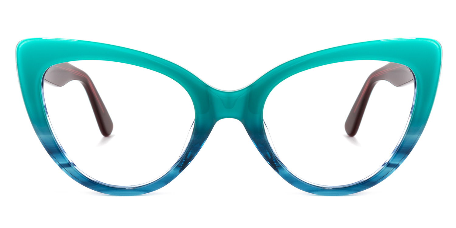 Claudette Cat Eye Blue-Green Glasses good-img