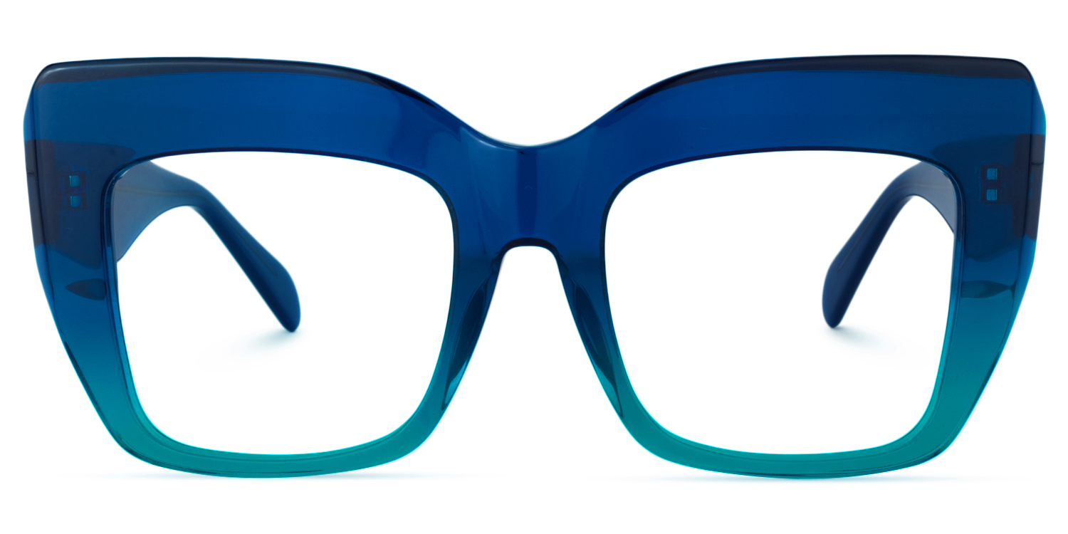 Charmaine Cat Eye Blue-Green Glasses0
