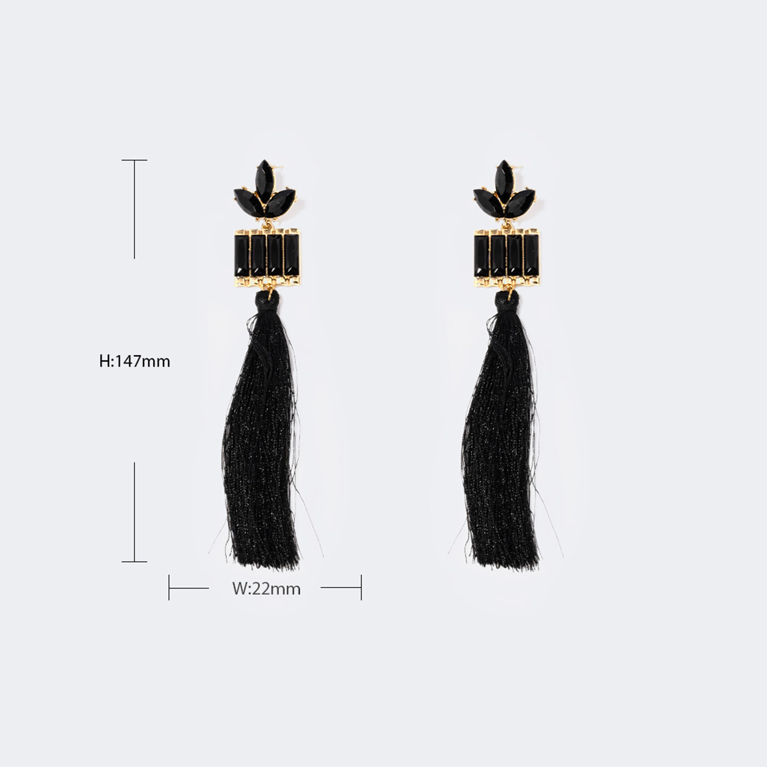 Stylish Long Tassels Black Earrings2