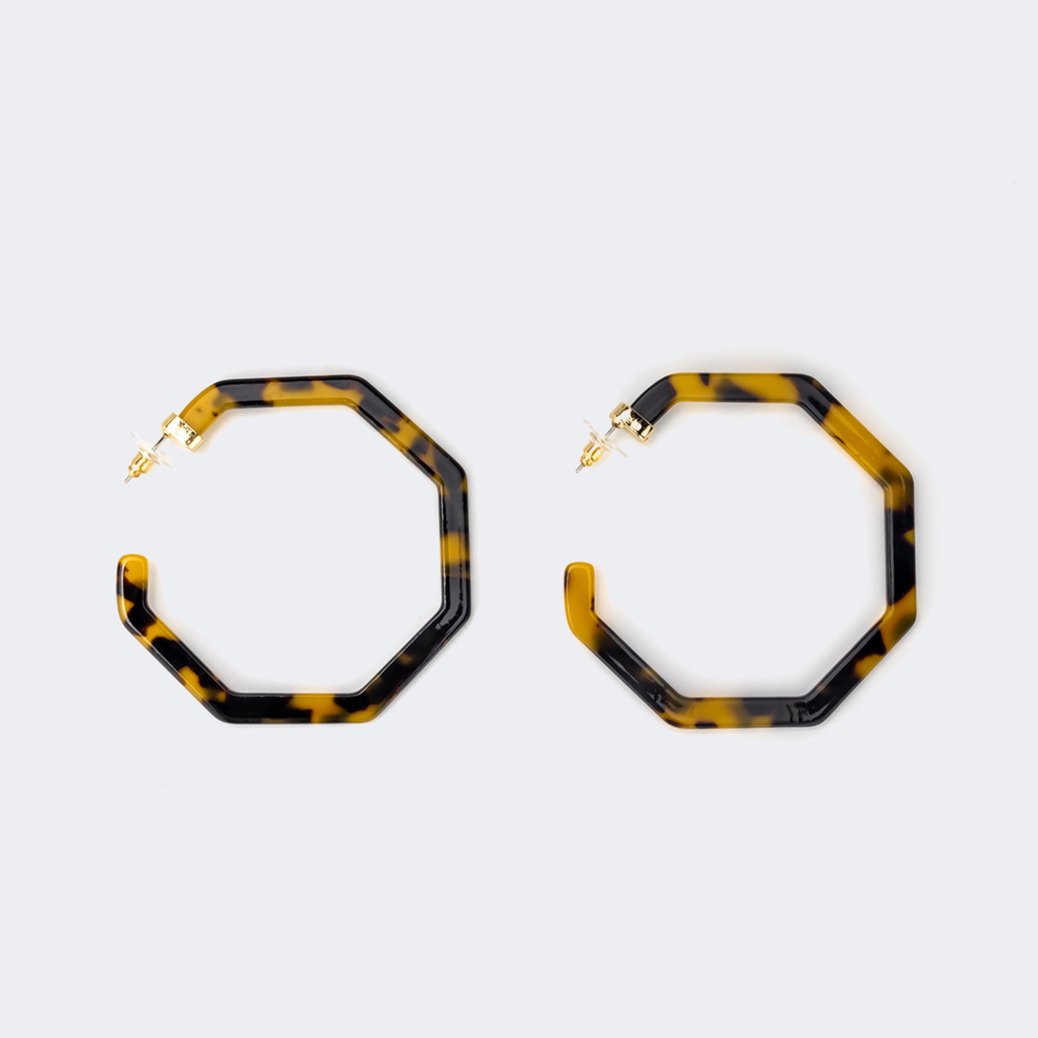 Vintage Octagon shaped Tortoise Earrings1