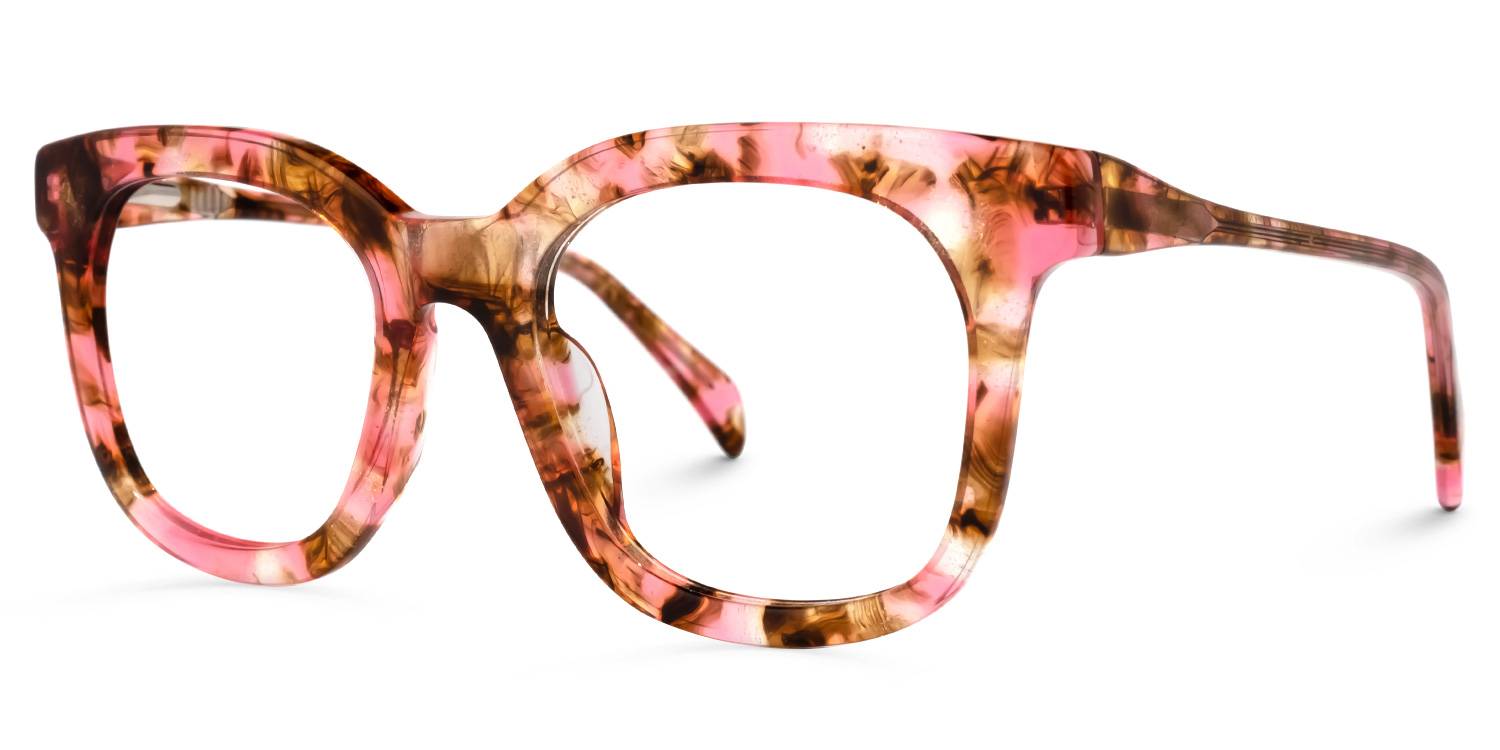 ZEELOOL Lynette Square Red-Floral Glasses