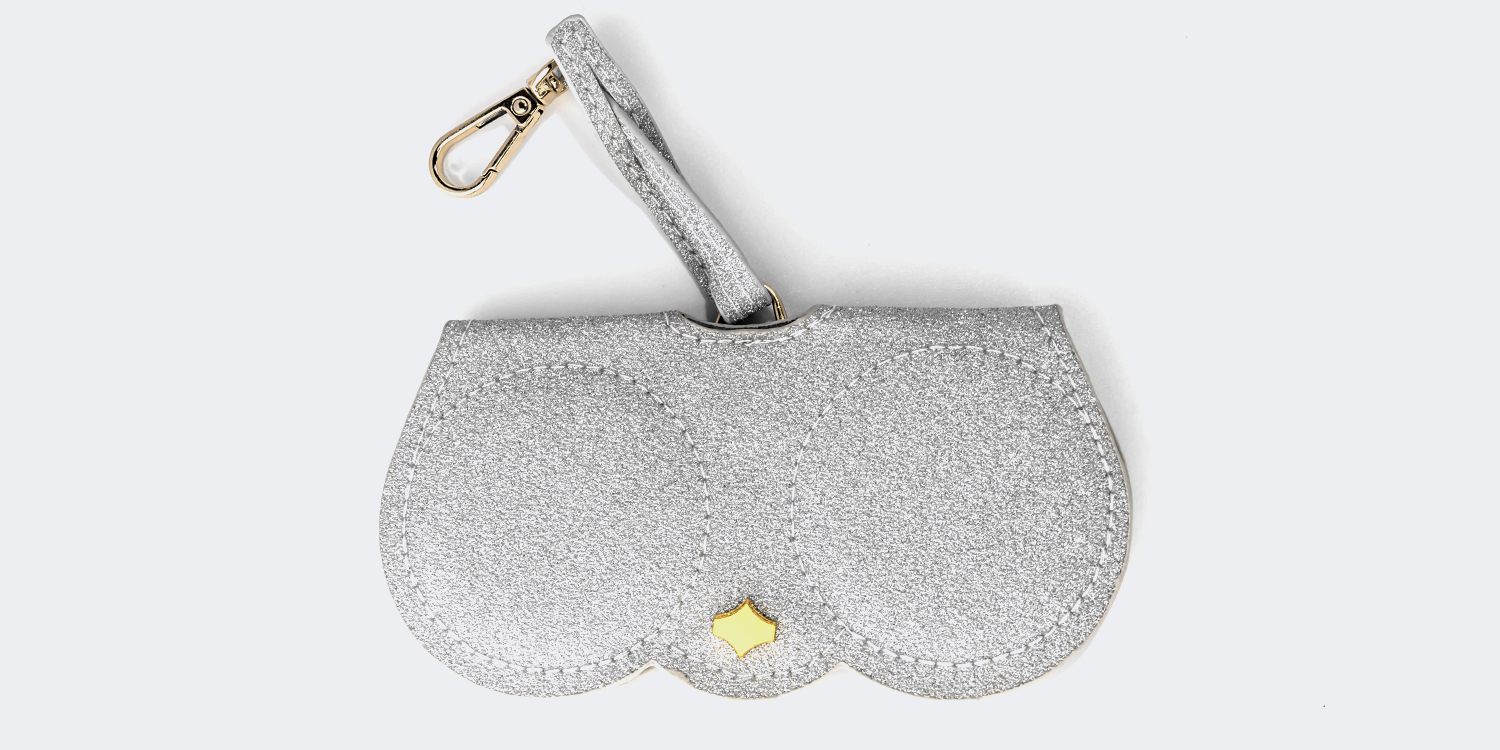 Portable Silver Leather Eyeglasses Bag0