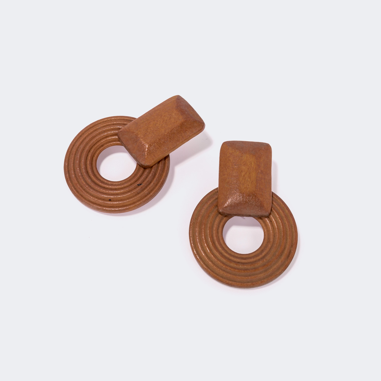 Vintage Wood Brown Earrings0