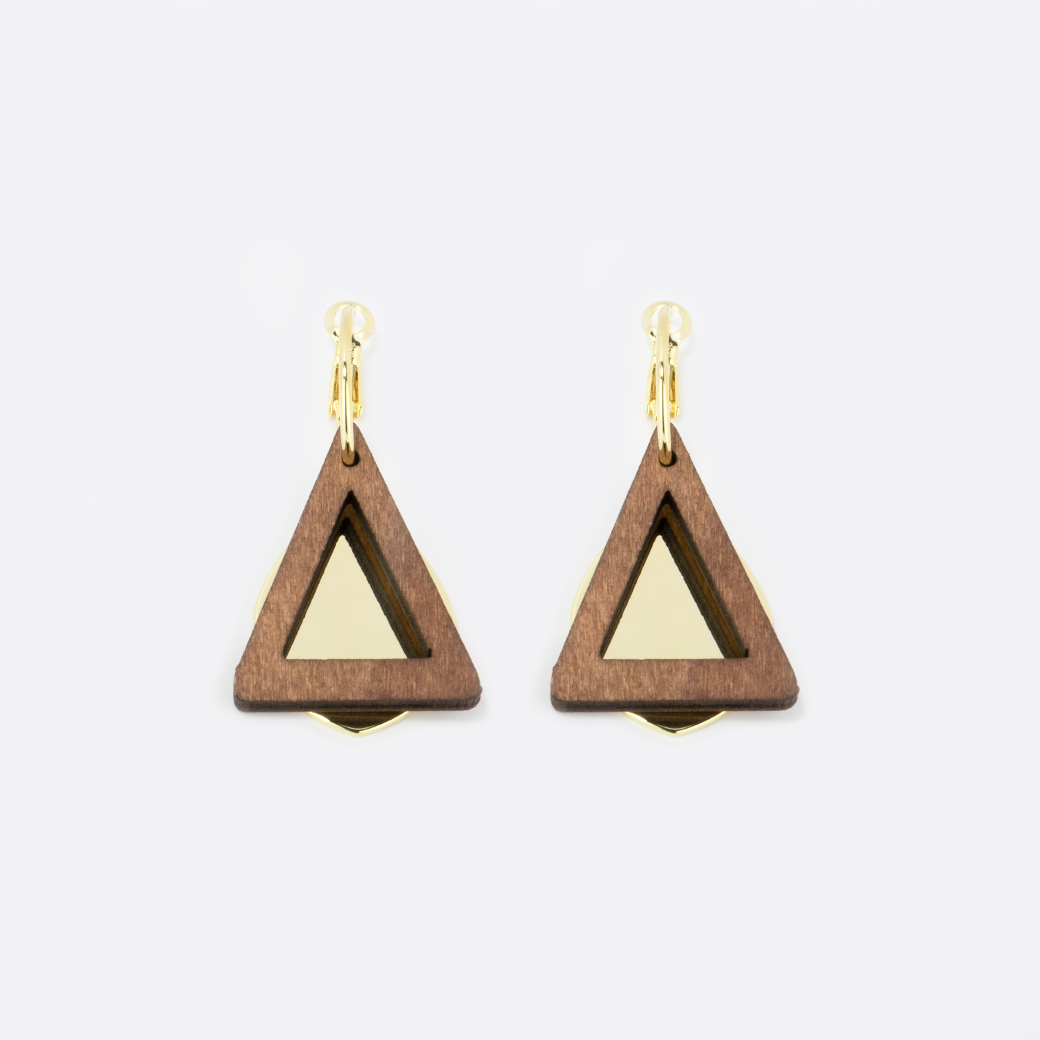 Vintage Triangle Wood Earrings 1