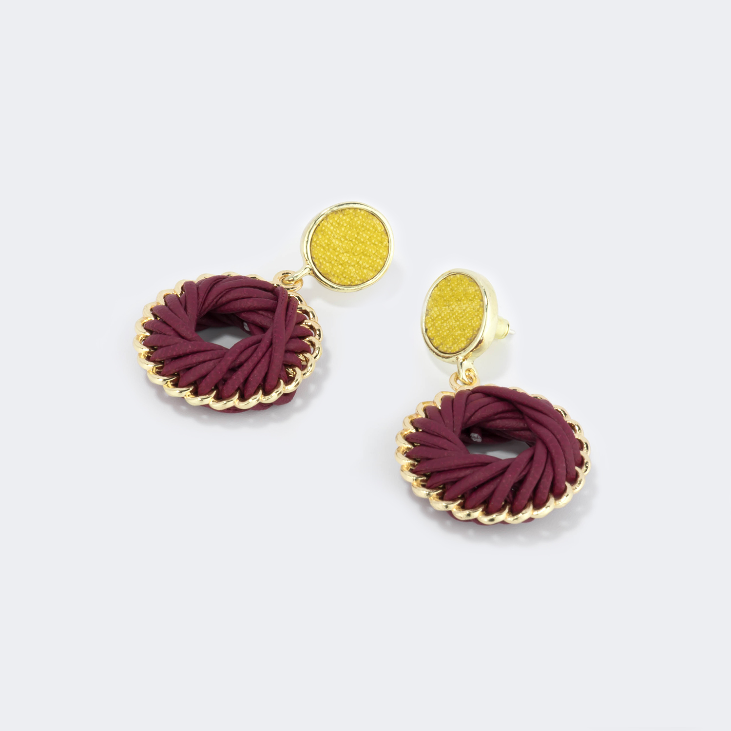 Stylish Weave Dark-Red Earrings
