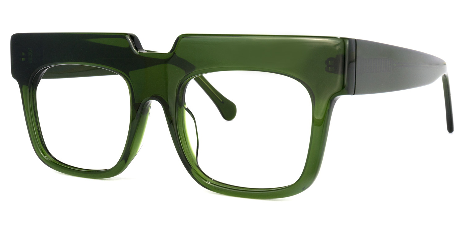 Travis Square Dark-Green Glasses