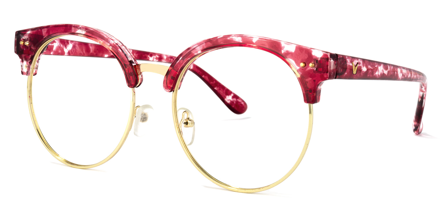 ZEELOOL Tatiana Browline Red-Floral Glasses