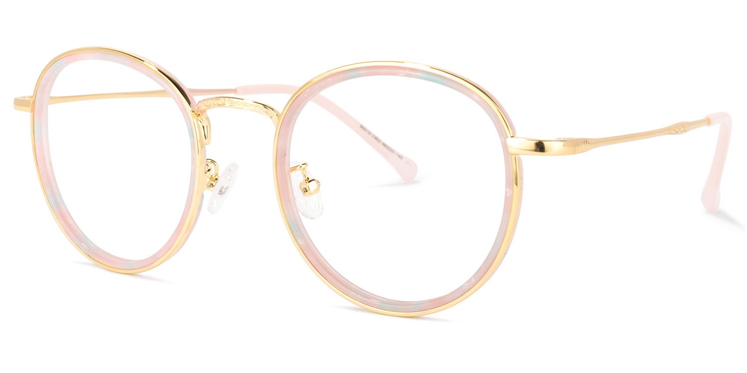 ZEELOOL Yahya Round Gold-Pink Glasses