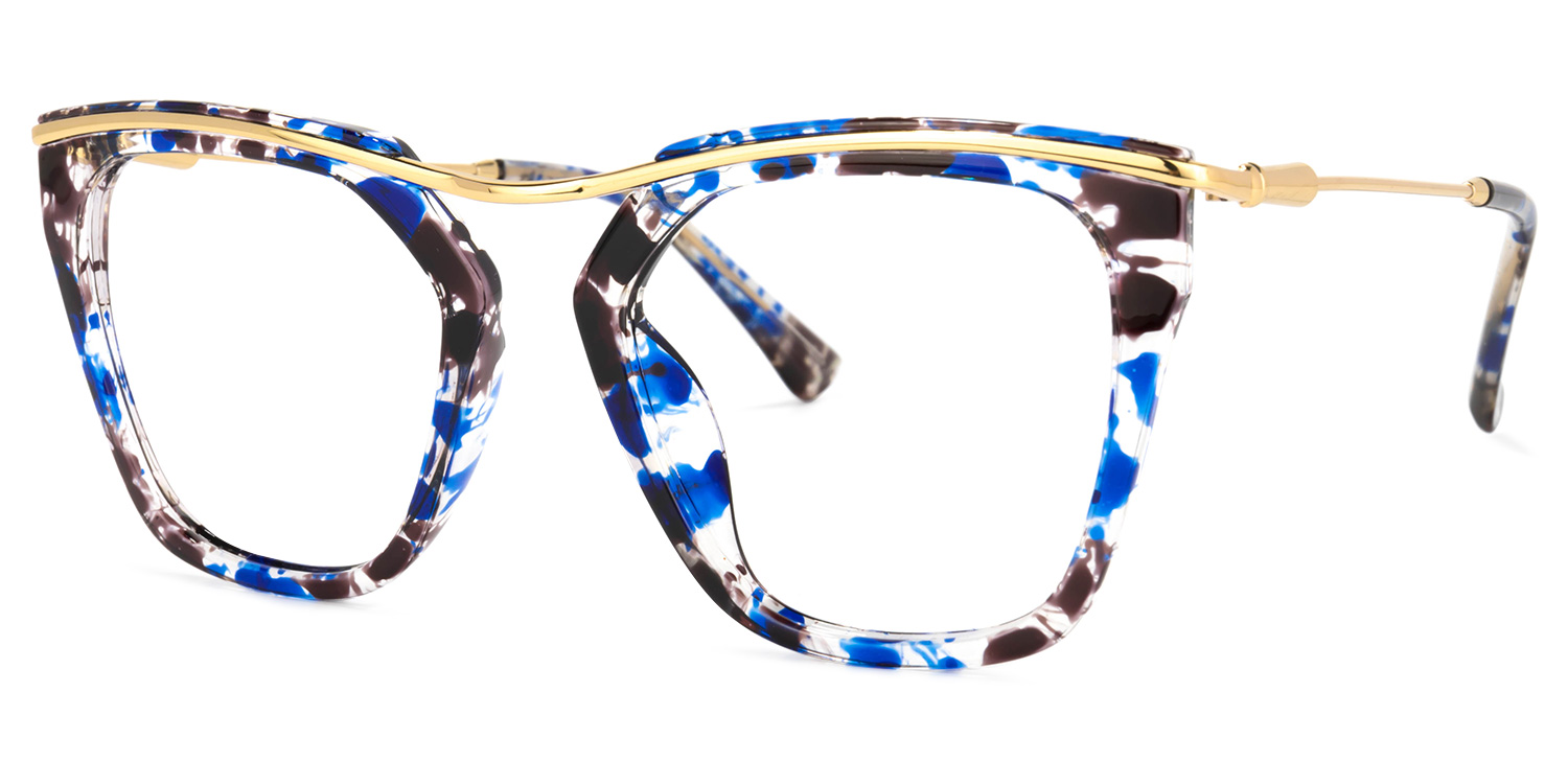 ZEELOOL Yadiel Geometric Blue-Floral Glasses