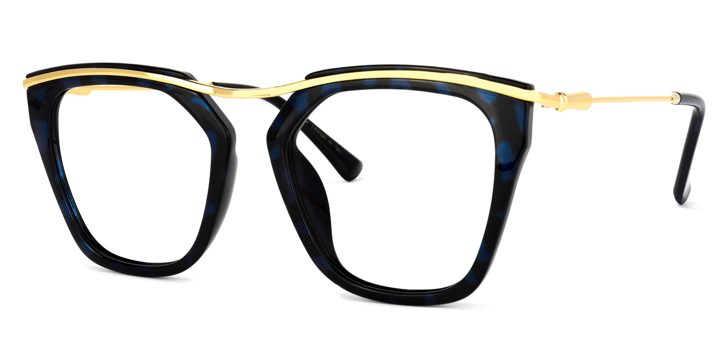 ZEELOOL Yadiel Geometric Black-Blue Glasses