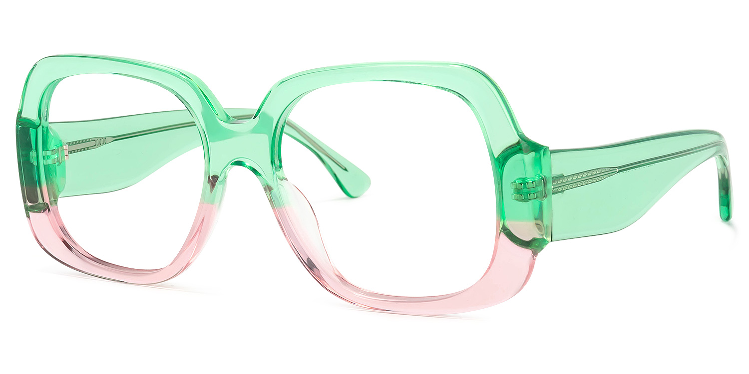 ZEELOOL Erkrath Square Green-Pink Glasses
