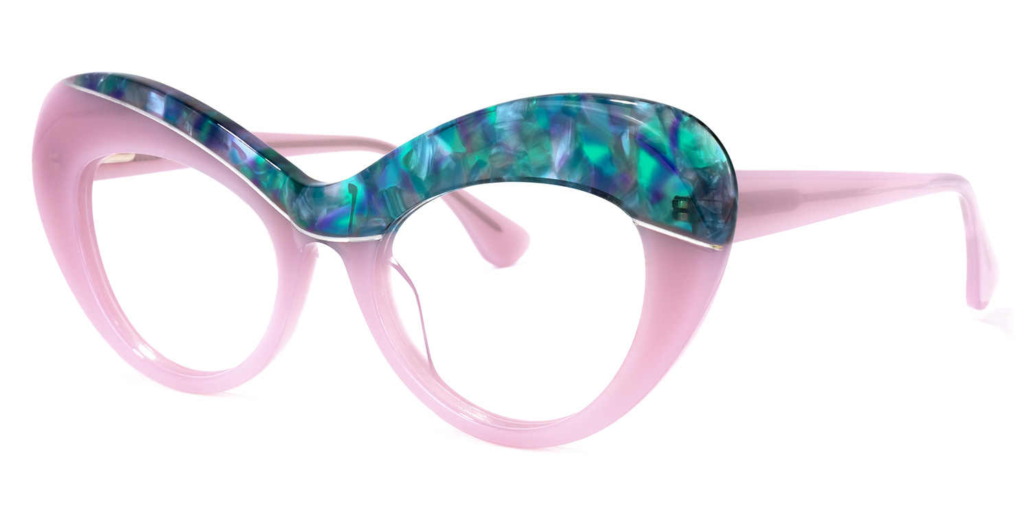 ZEELOOL Bellamy Cateye Pink-Green Glasses