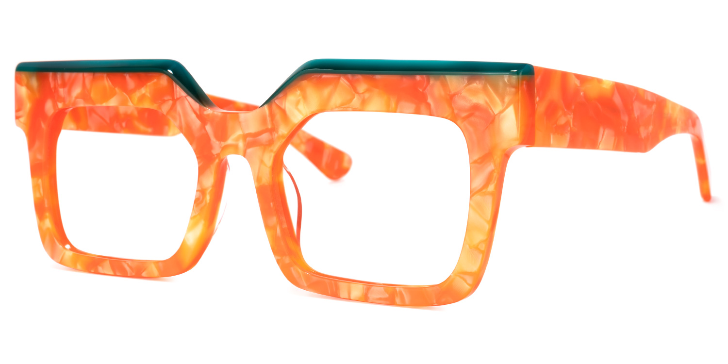 ZEELOOL Rosado Rectangle Orange Glasses