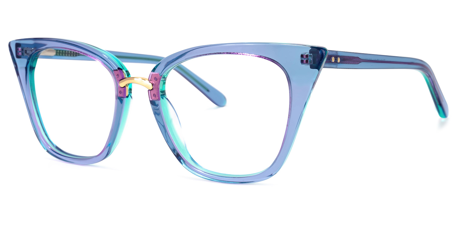 ZEELOOL Martha Cat Eye Light-Blue Glasses