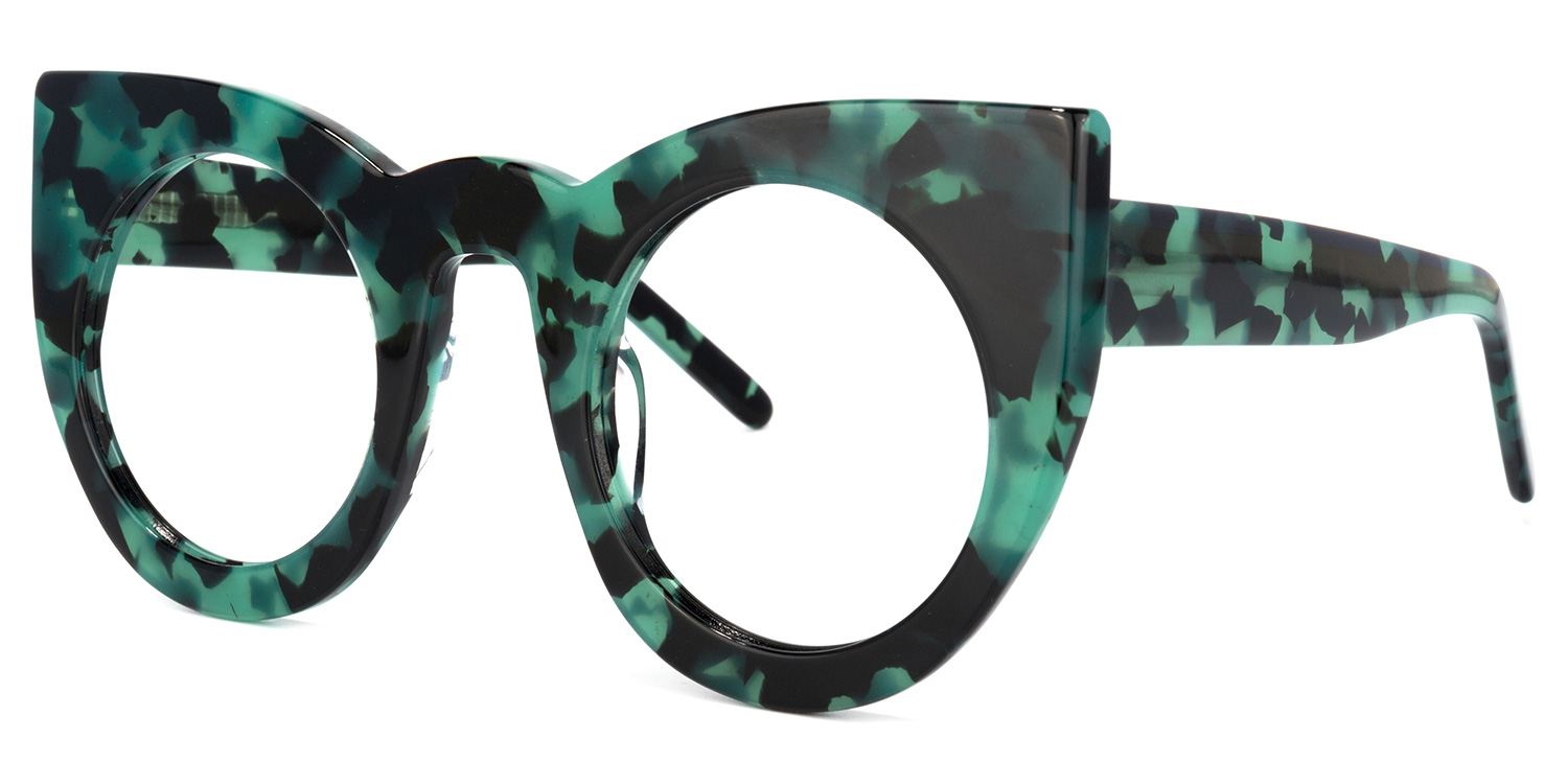 ZEELOOL Ophelia Cateye Green-Floral Glasses