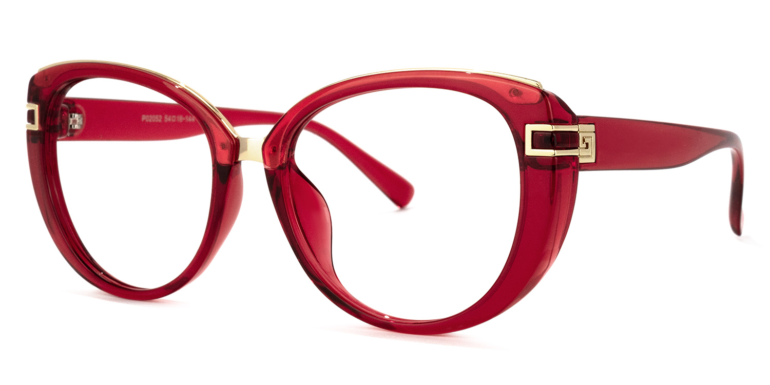 Fantine Oval Dark-Red Glasses1