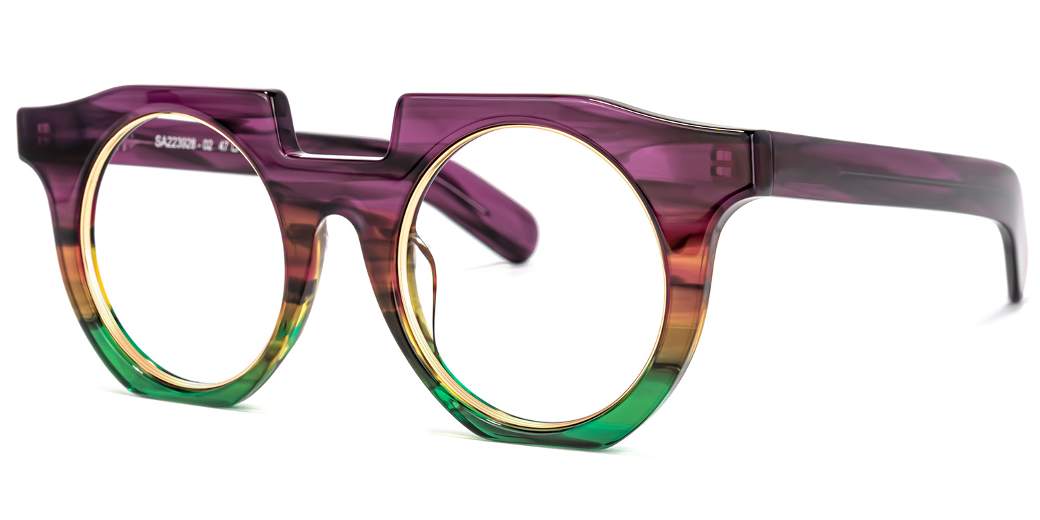 ZEELOOL Mckoy Geoemtric Purple-Green Glasses