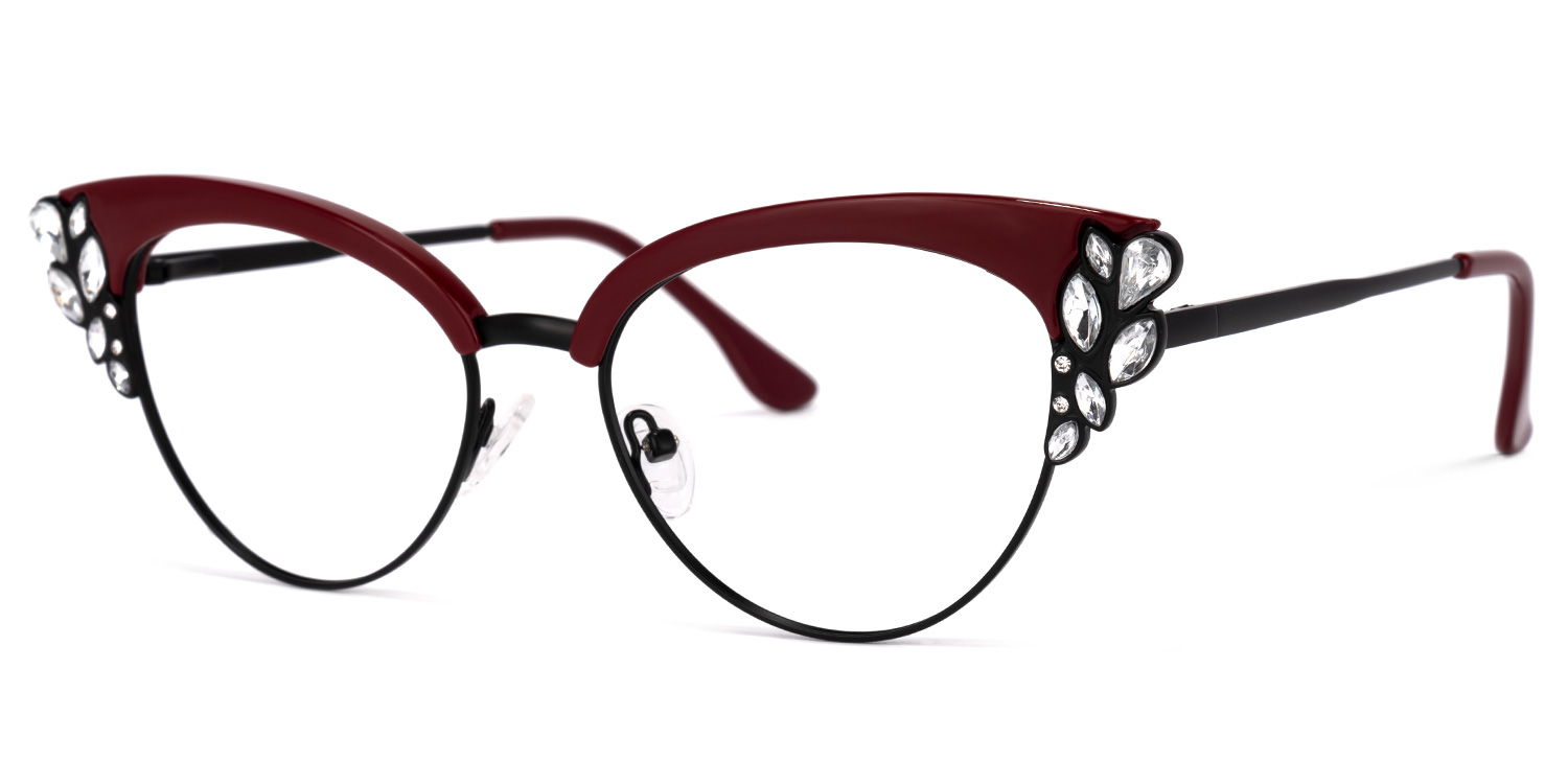 ZEELOOL Hearn Cat Eye Dark-Red Glasses