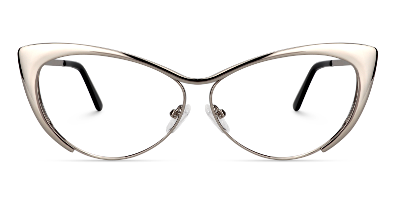 Cateye Silver Glasses | Zeelool Metal Eyeglasses1