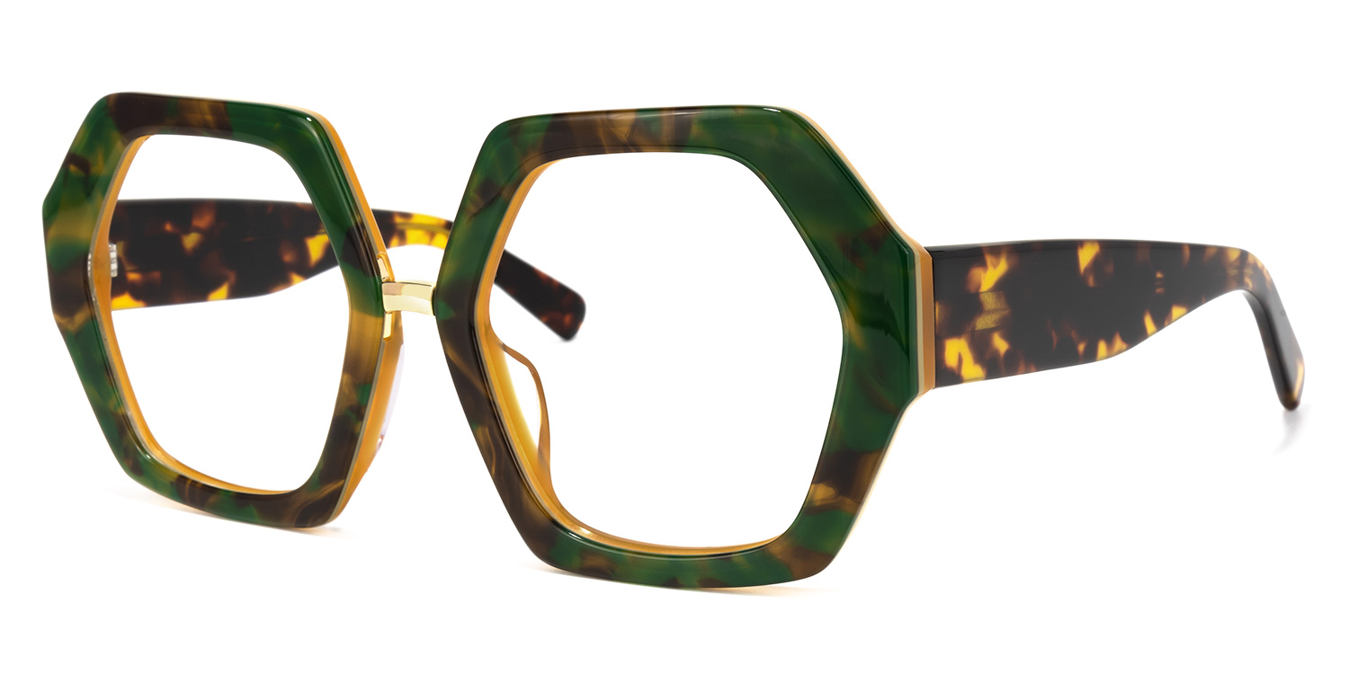 ZEELOOL Otero Geometric Green-Floral Glasses