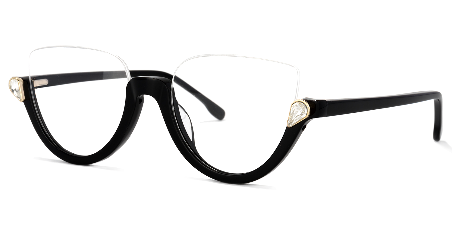 Felicia Cat Eye Black Glasses1