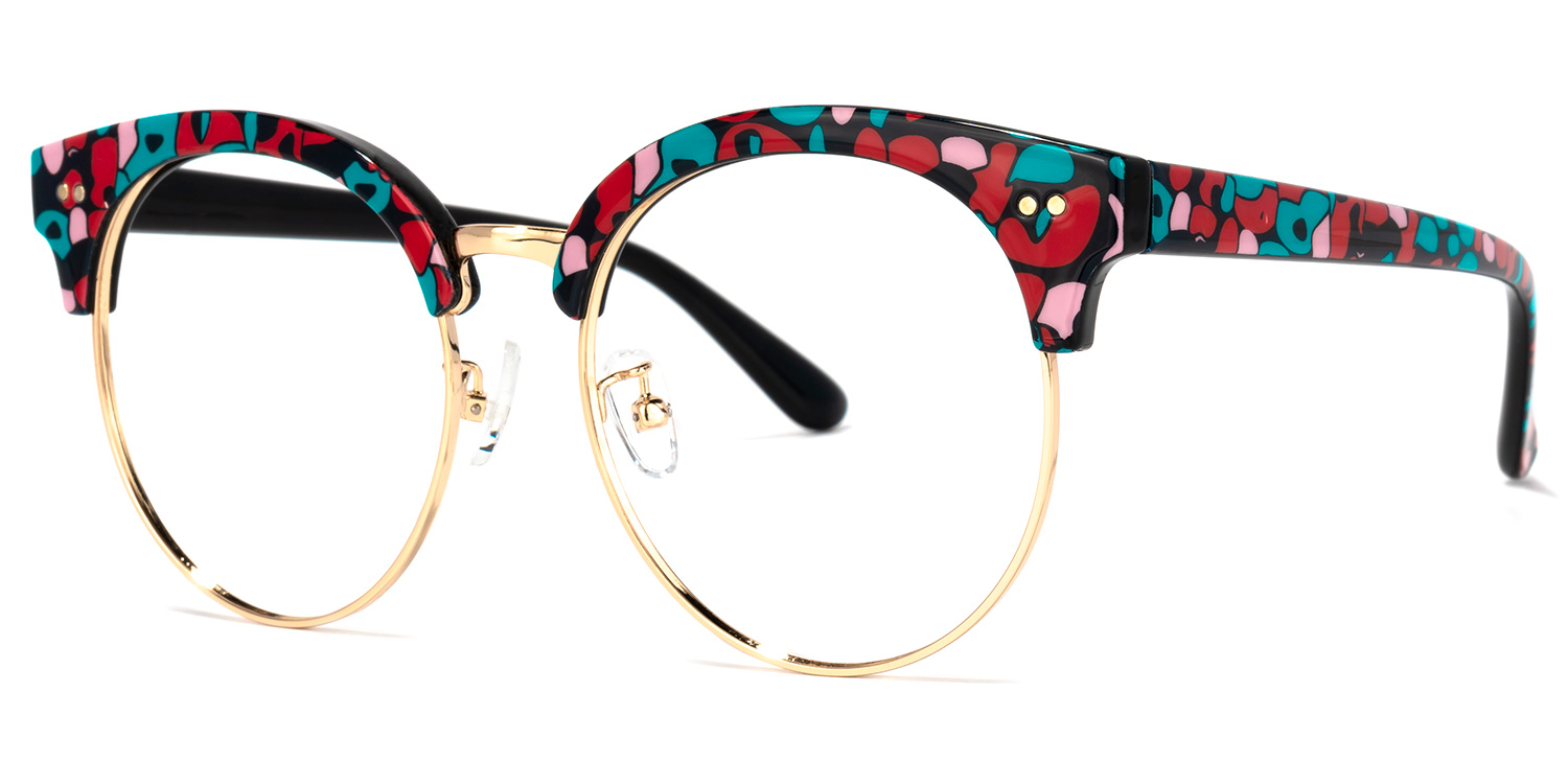 ZEELOOL Tatiana Browline Floral Glasses