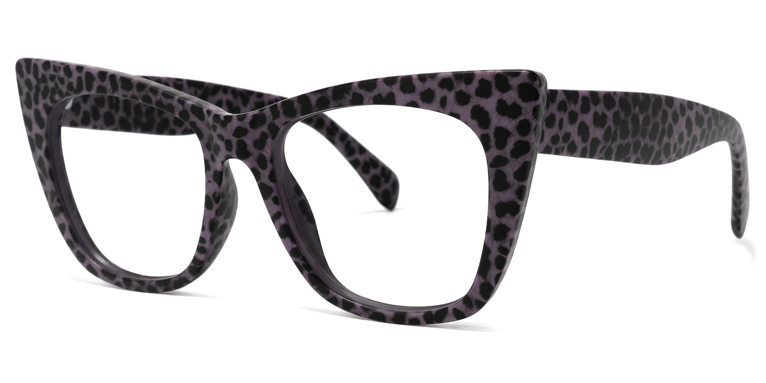 ZEELOOL Fuller Cateye Purple-Leopard Glasses