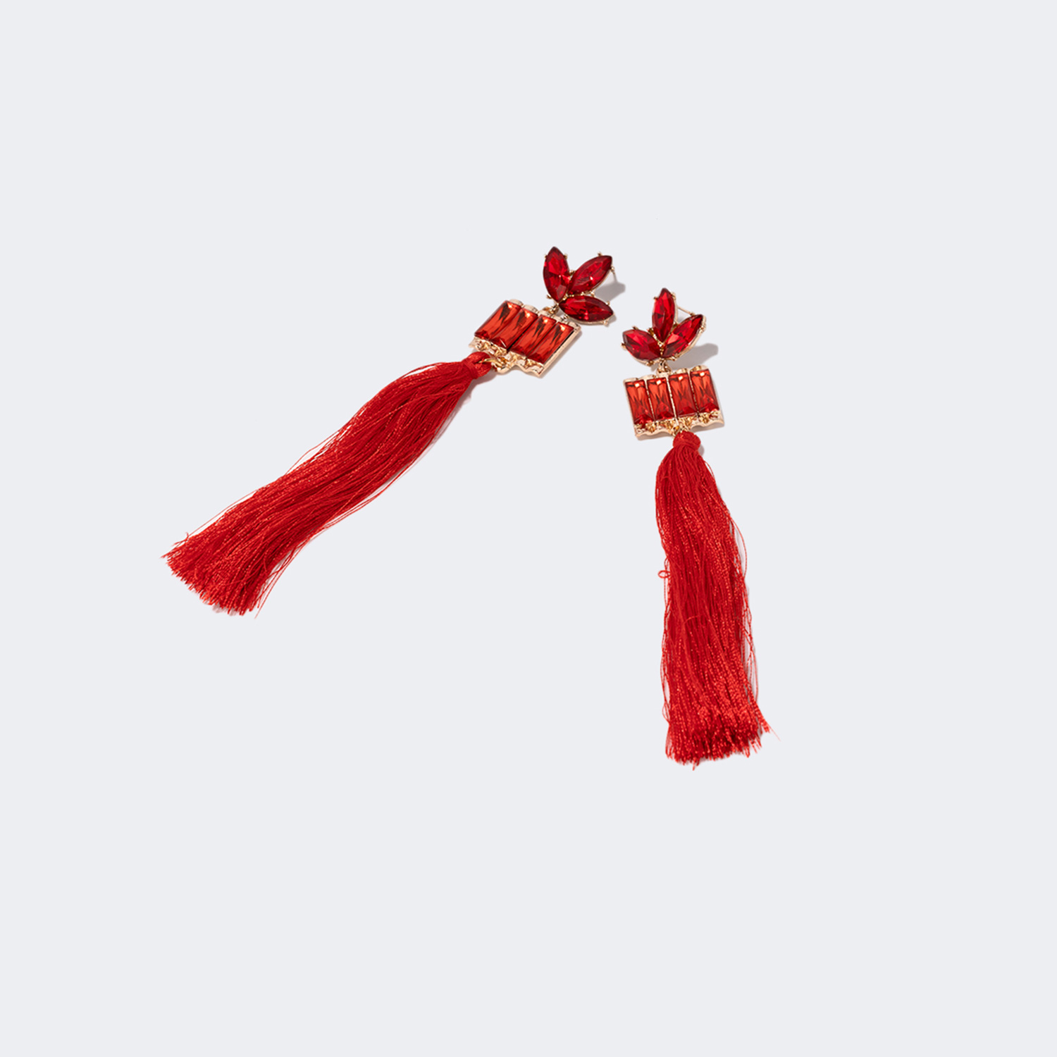 Stylish Long Tassels Red Earrings0