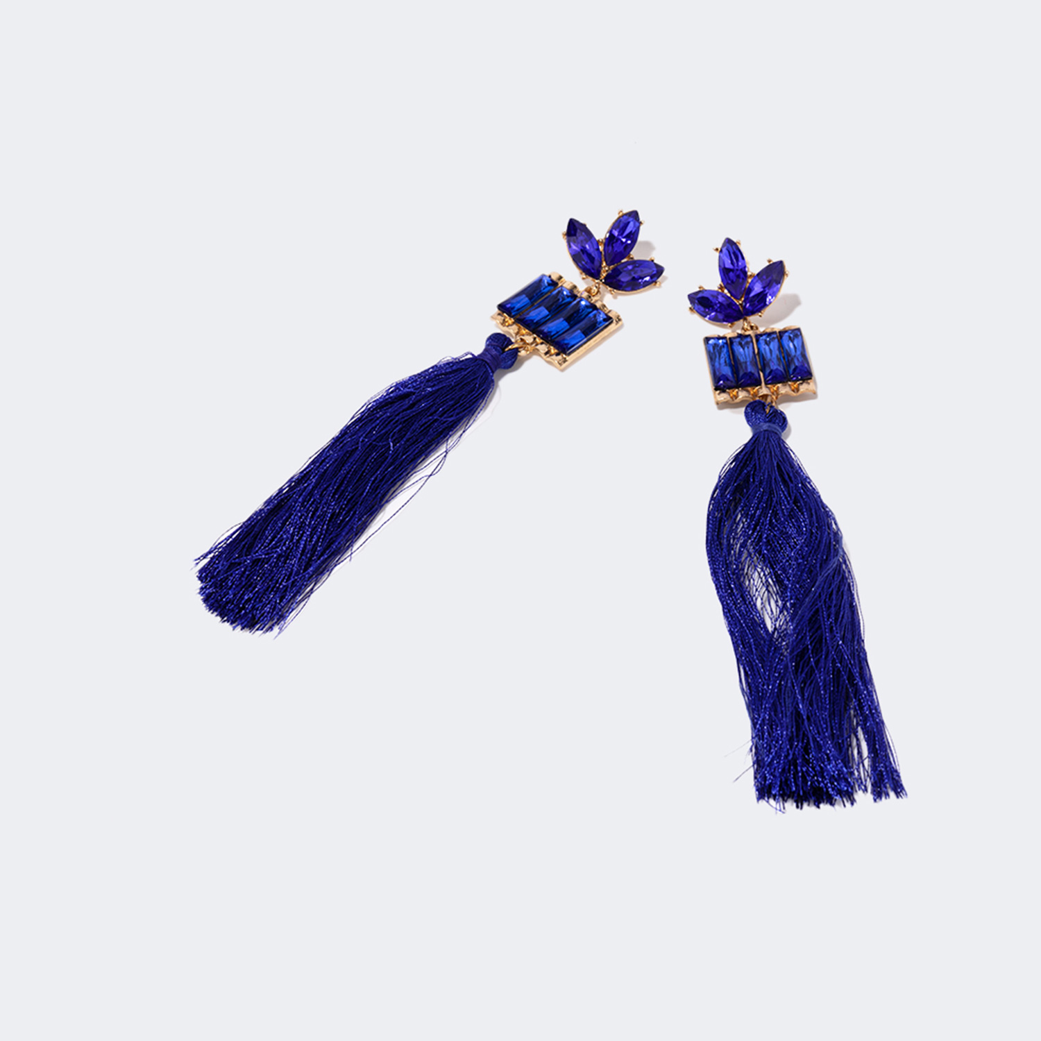 Stylish Long Tassels Blue Earrings0