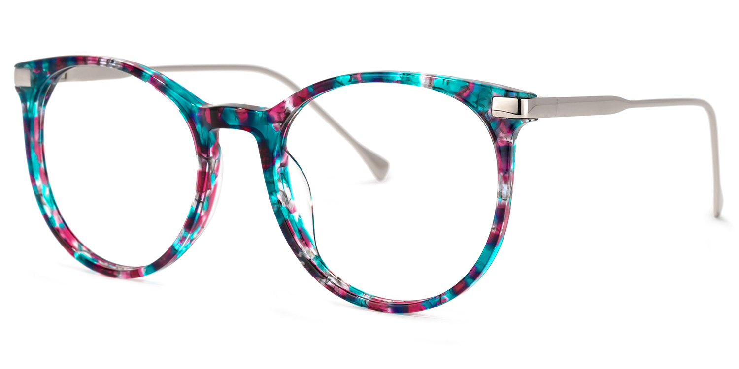 ZEELOOL Lenid Round Floral Glasses