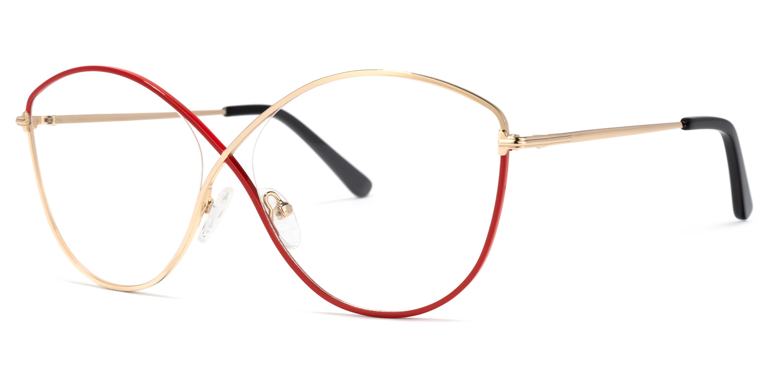 ZEELOOL Garcia Geometric Red-Gold Glasses