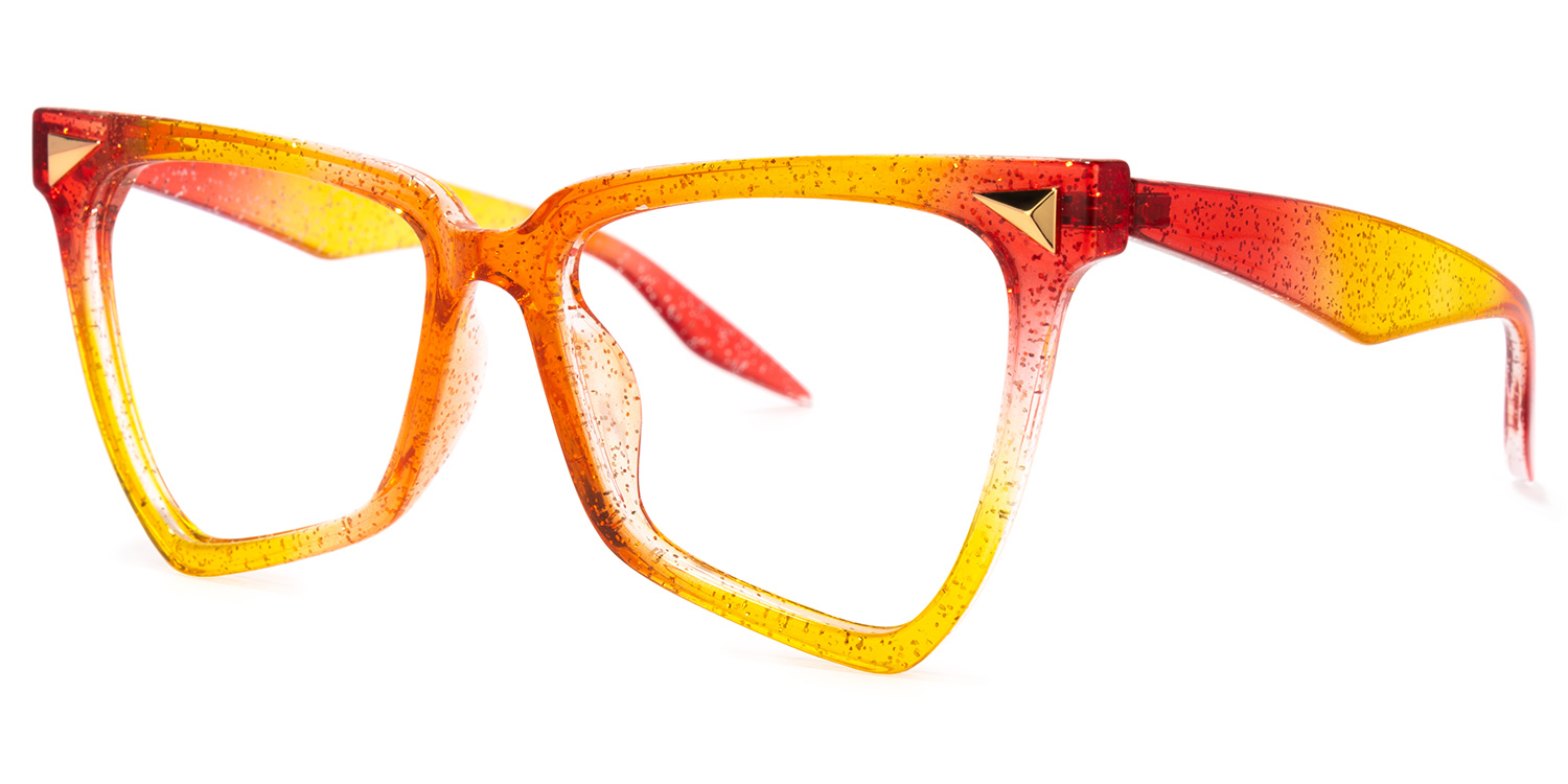 Cicely Geometrical Orange Eyeglasses1