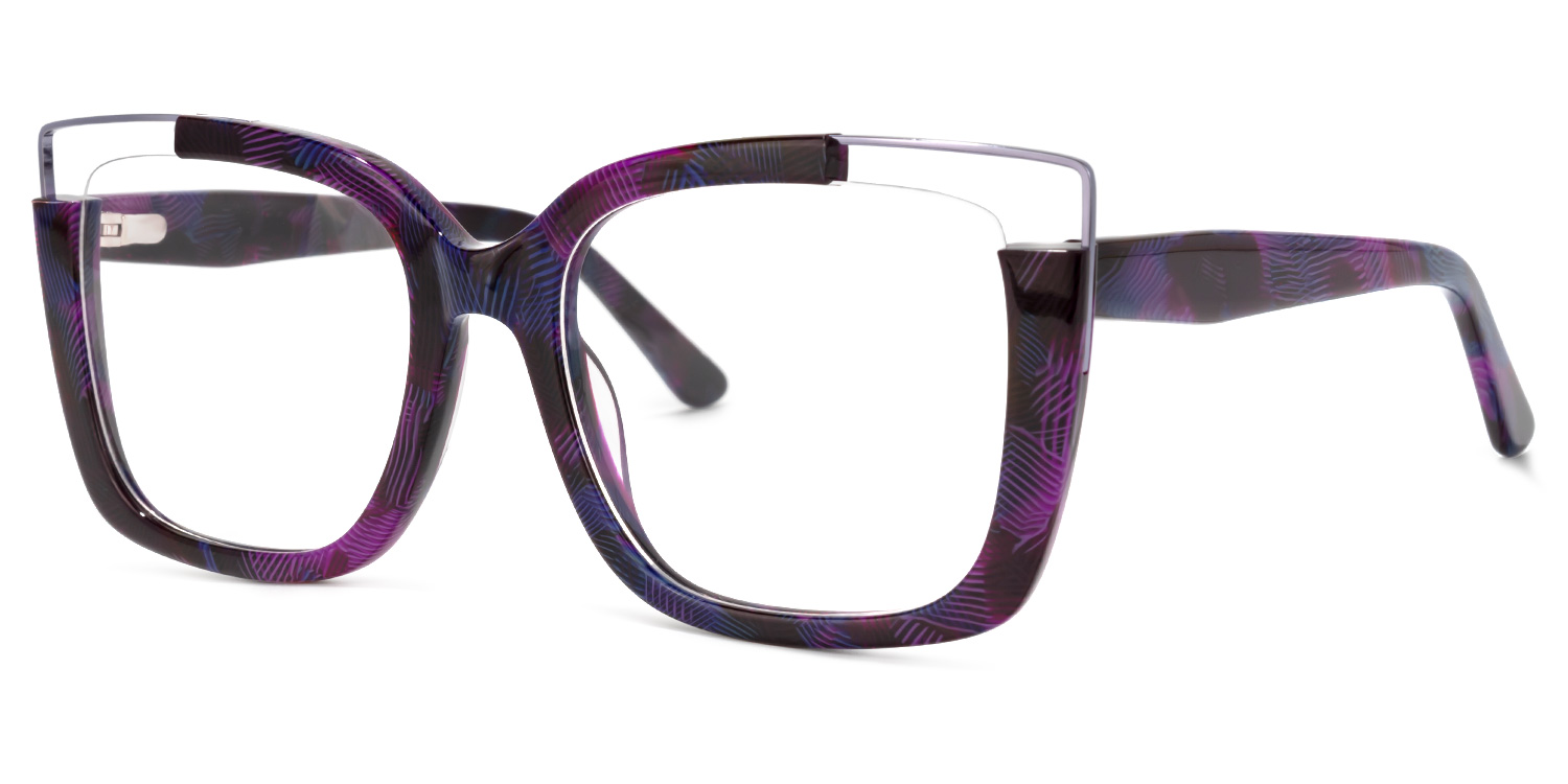 ZEELOOL Dortch Square Purple-Floral Glasses