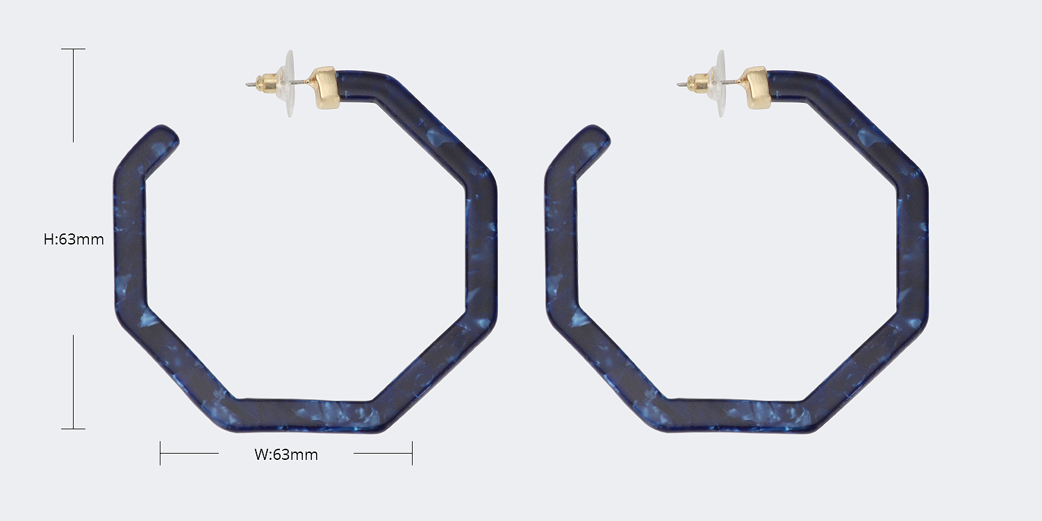 Vintage Octagon shaped Dark Blue Earrings2