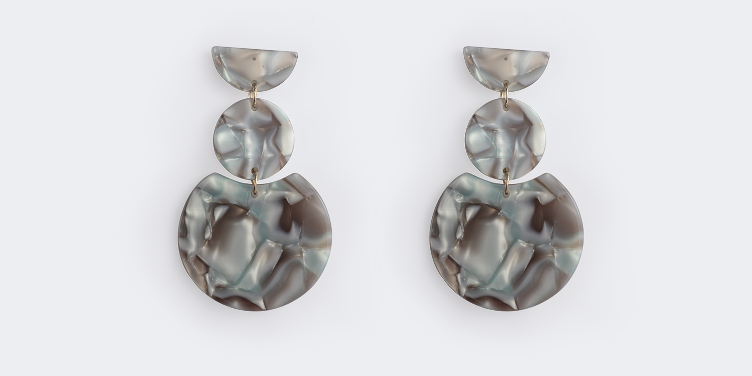 Stylish Geometric shaped Gray Floral-print Earrings2