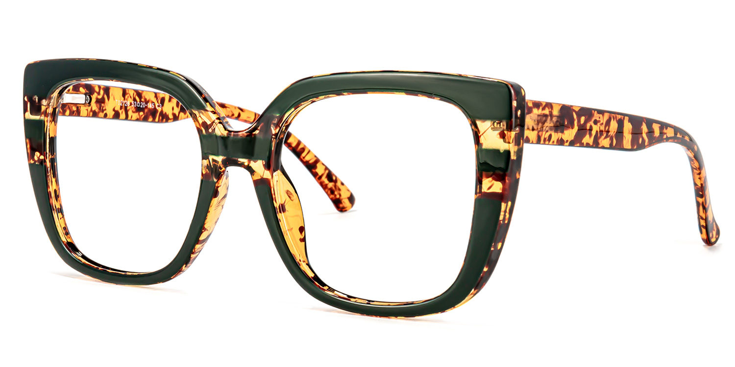 ZEELOOL Brenda Square Dark-Green Glasses