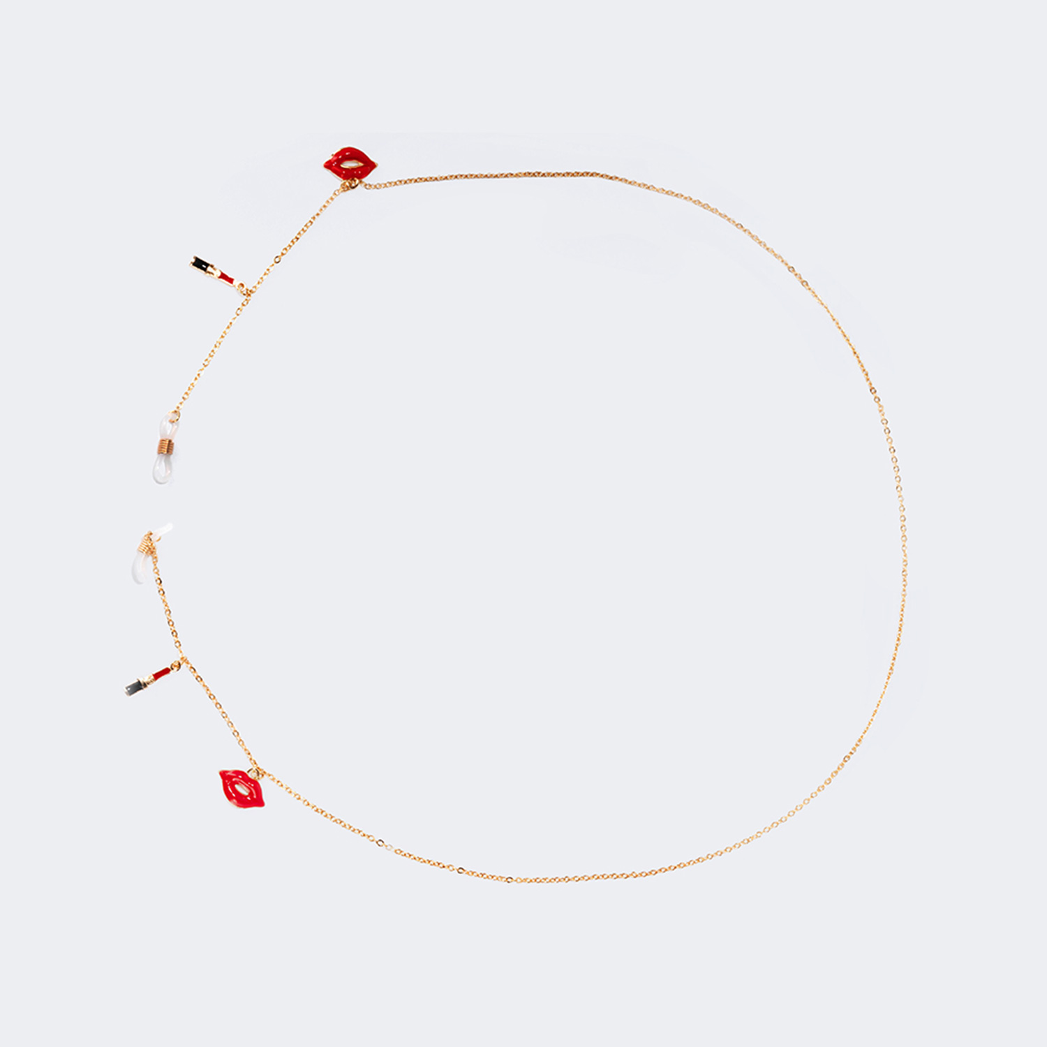 Stylish Red-Lips Lipstick Gold Chain2