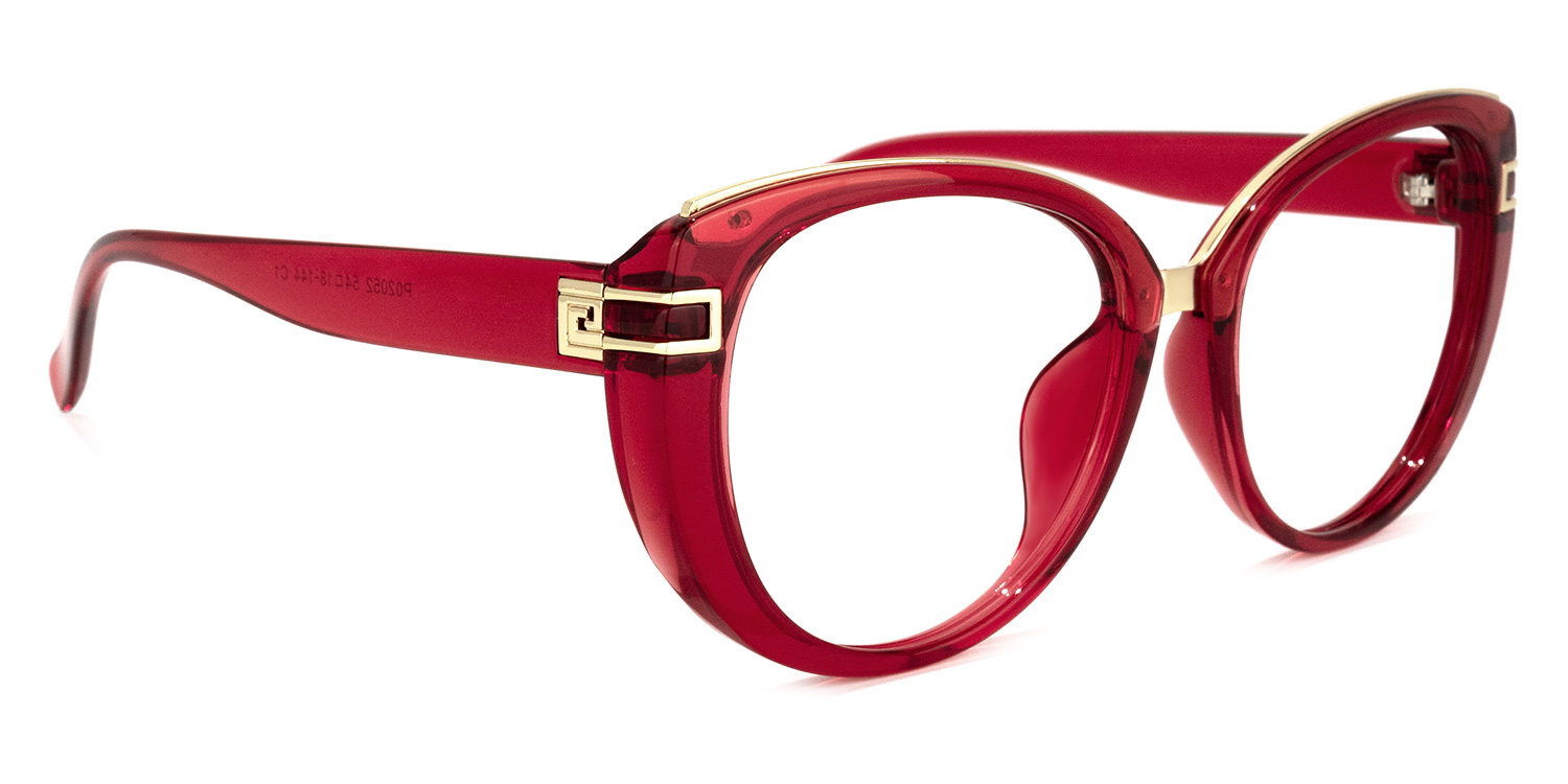 Fantine Oval Dark-Red Glasses2