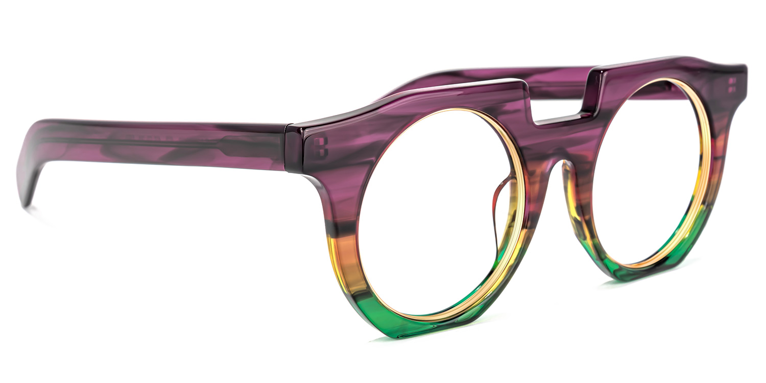 Mckoy Geoemtric Purple-Green Glasses2