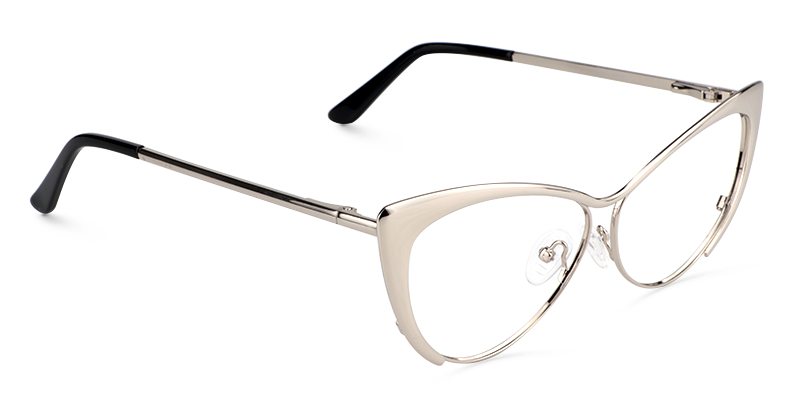 Cateye Silver Glasses | Zeelool Metal Eyeglasses3
