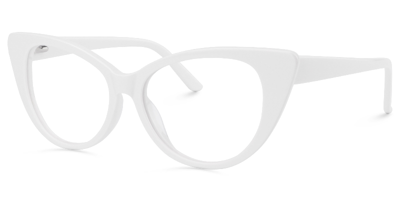 Cindy Cat Eye White Glasses2
