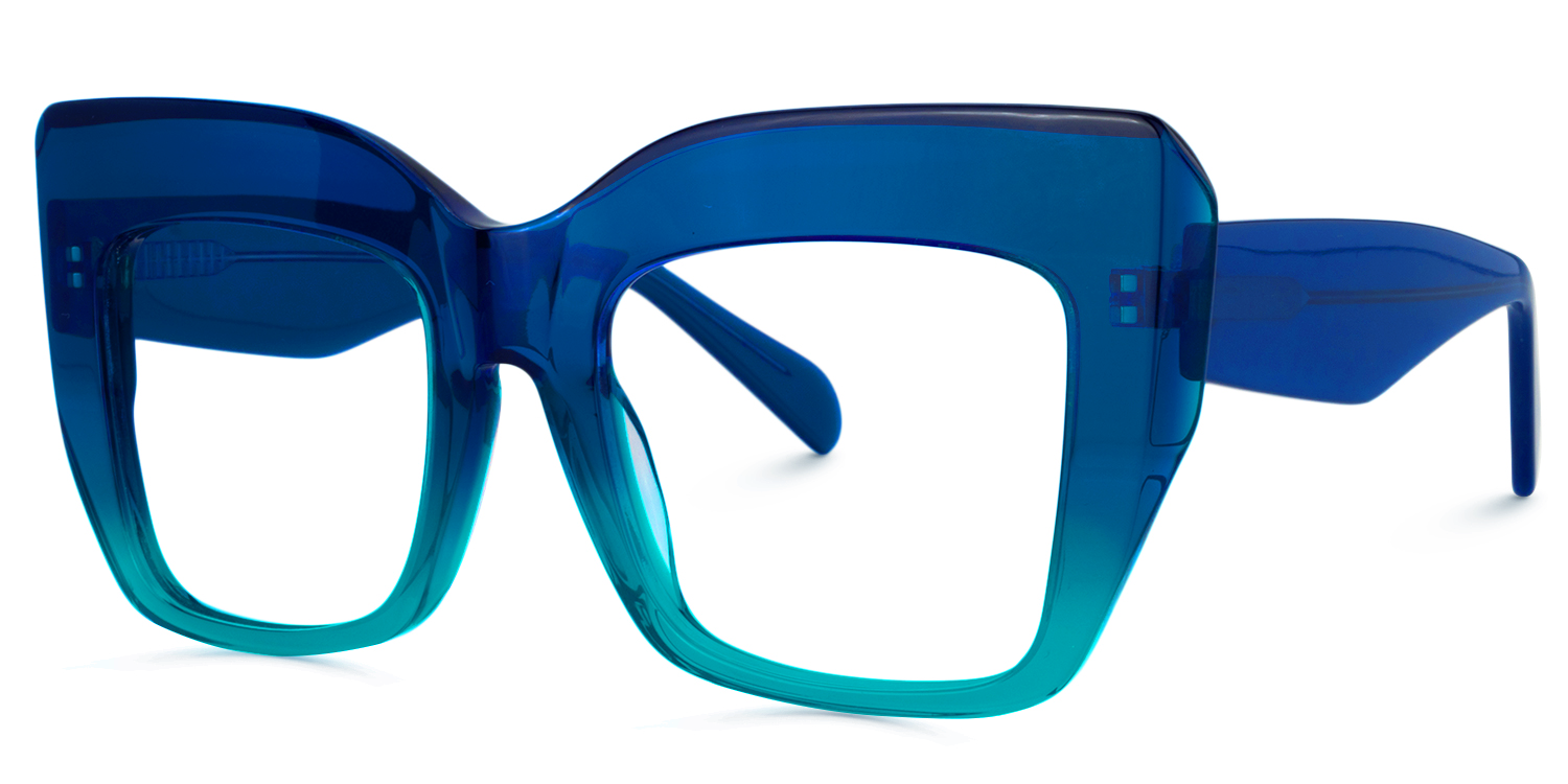 Cat Eye Blue-Green Glasses | Zeelool Glasses3