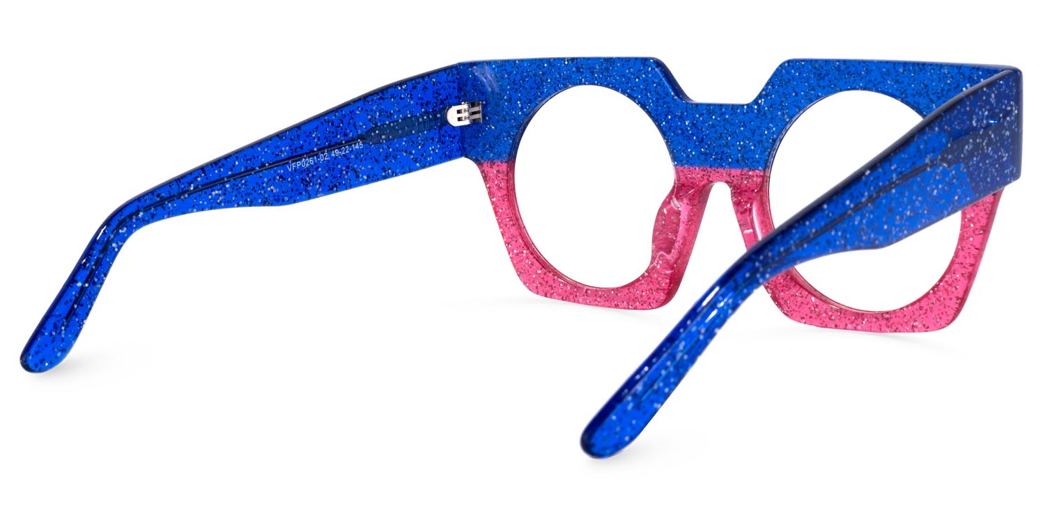 Geometric Blue Glasses | Zeelool Eyeglasses3