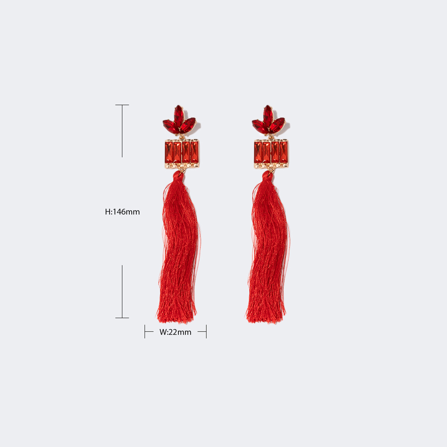 Stylish Long Tassels Red Earrings2